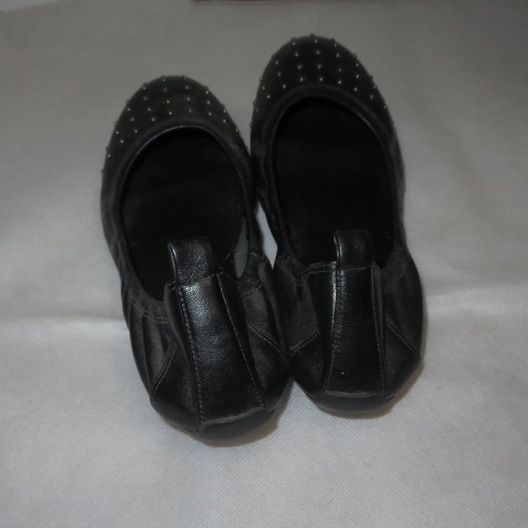 Cole Haan Studded Black Leather Ballerina Flats - Picture 5 of 11